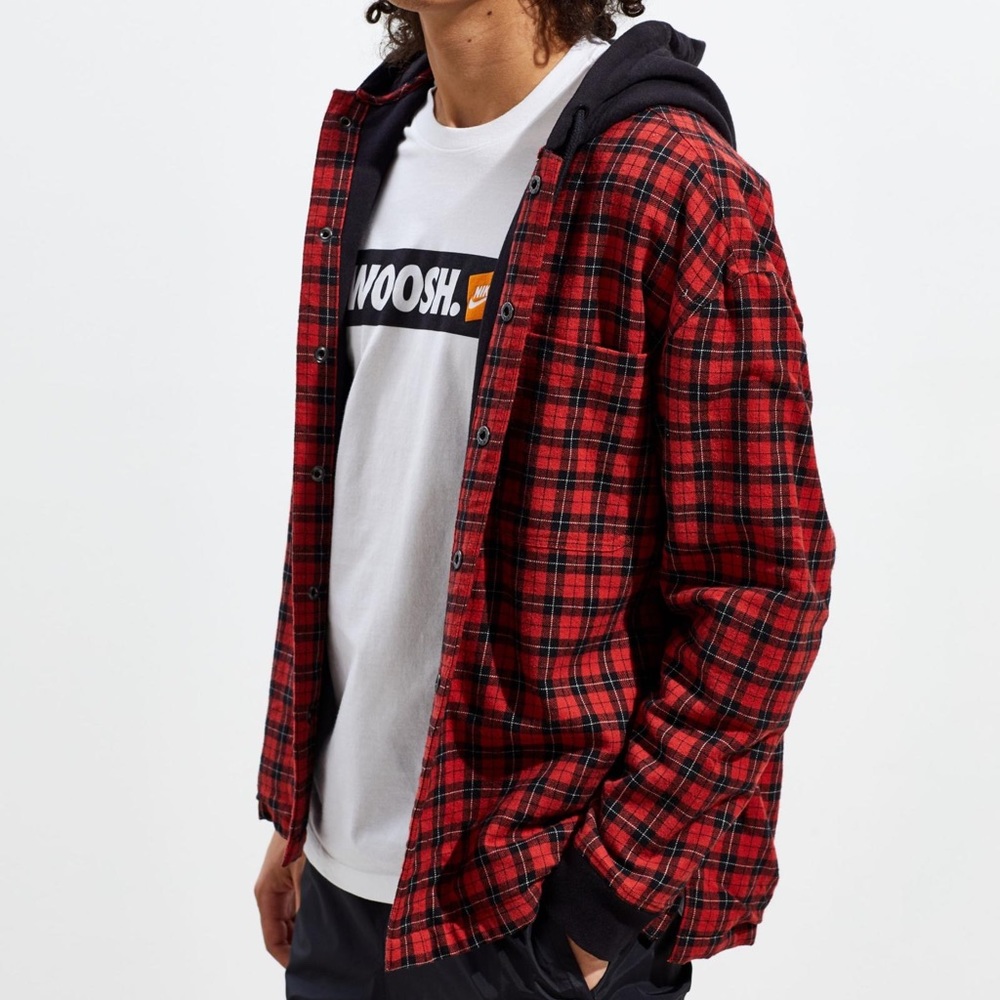 UO Hooded Flannel Overshirt
